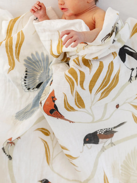 For the Birds Muslin Swaddle