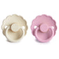 Daisy Natural Rubber Pacifier 2-Pack, Cream/Lupine