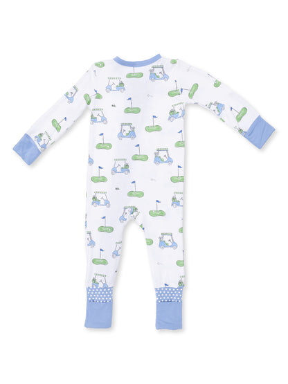 2-Way Zip Romper, Golf Carts Blue