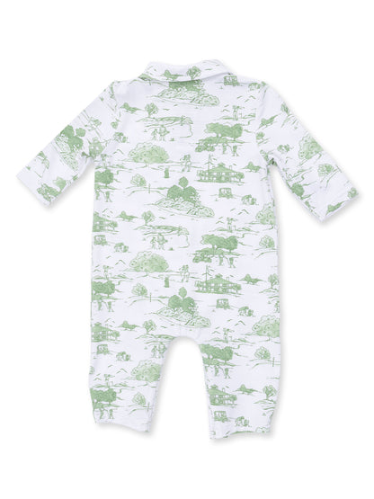 Polo Romper, Golf Toile Green