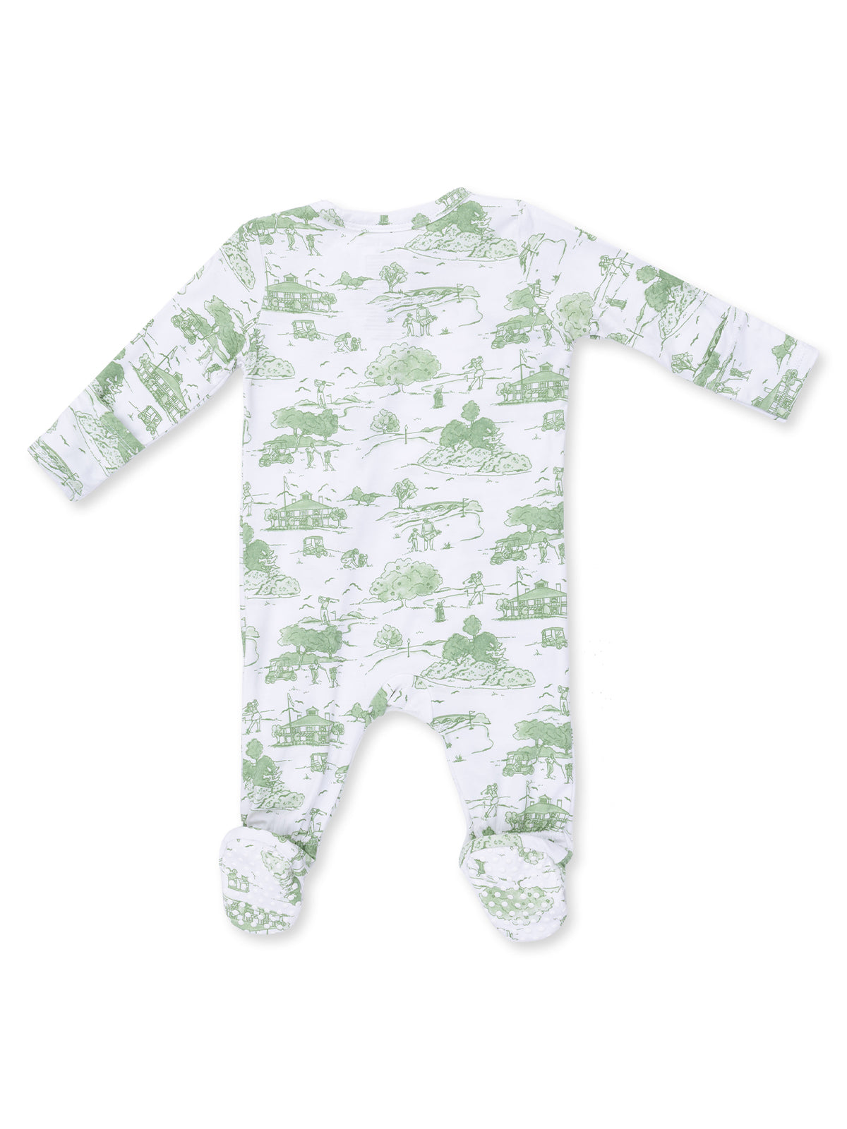 2-Way Zip Footie, Golf Toile Green