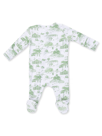 2-Way Zip Footie, Golf Toile Green