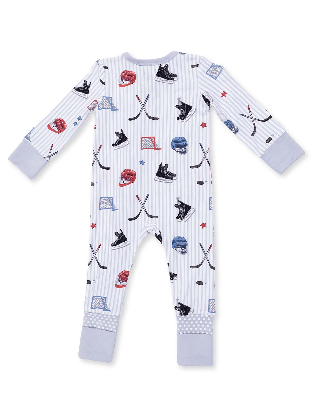 2-Way Zip Romper, Hockey Stripe