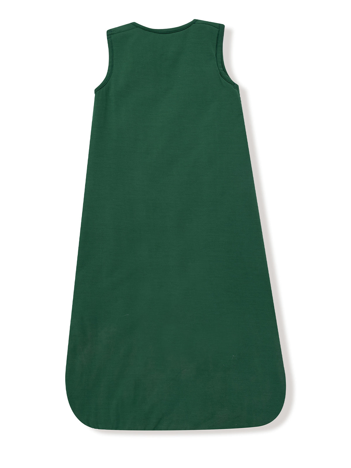 Green sleeveless dress displayed from the back, featuring a simple, flowing design.