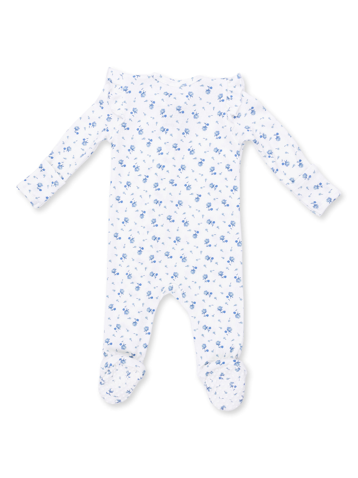 Ribbed Ruffle Sleeve 2-Way Zip Footie, Joli Rosette