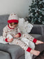 Organic Kids' Holiday PJ & Cap Set, Fair Isle Rudolph