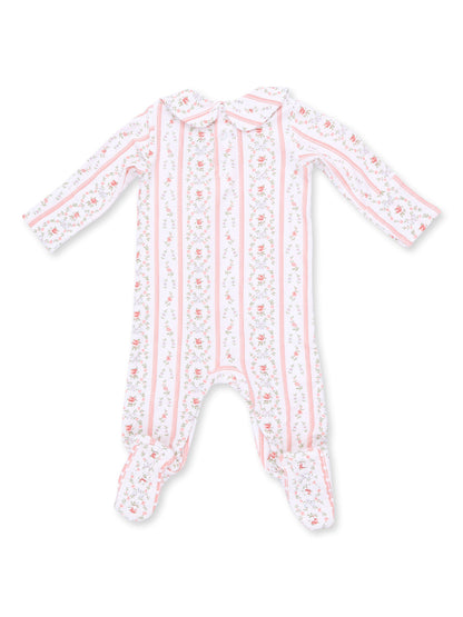 Smocked Peter Pan Snap Footie, Marnie Rosebud Stripe