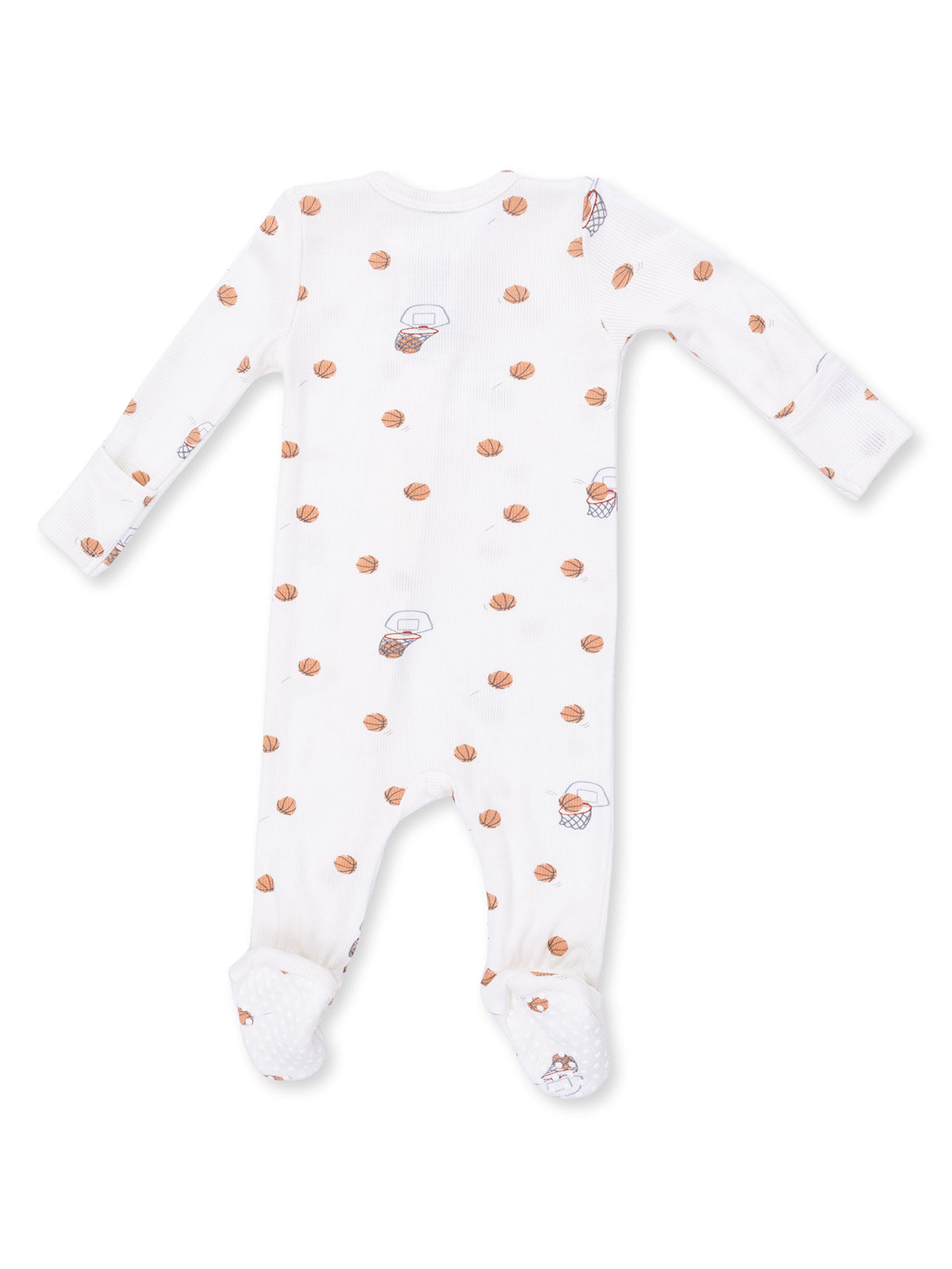 Ribbed 2-Way Zip Footie, Mini Basketballs