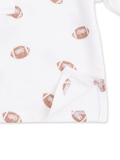 Ribbed Long Sleeve Henley Play Set, Mini Footballs