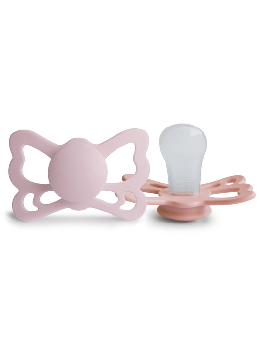 2-Pack Butterfly Anatomical Silicone Pacifiers, Pretty in Peach/Primrose (6-18 months)