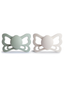 2-Pack Butterfly Anatomical Silicone Pacifiers, Sage/Silver Grey (6-18 months)