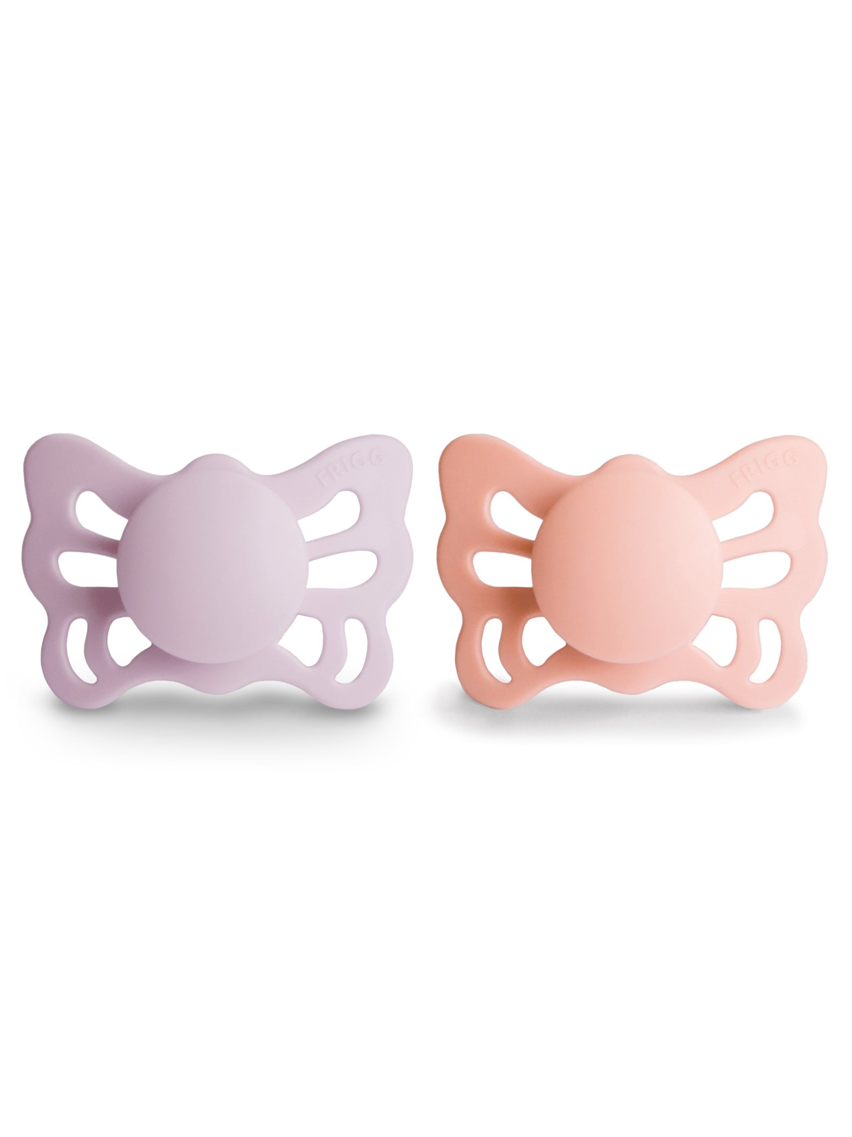 2-Pack Butterfly Anatomical Silicone Pacifiers, Soft Lilac/Pretty in in Peach (0-6 months)