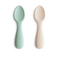 2-Pack Silicone Toddler Starter Spoons, Cambridge Blue/Shifting Sand
