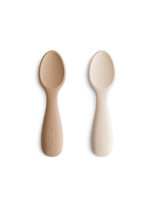 2-Pack Silicone Toddler Starter Spoons, Natural/Shifting Sand