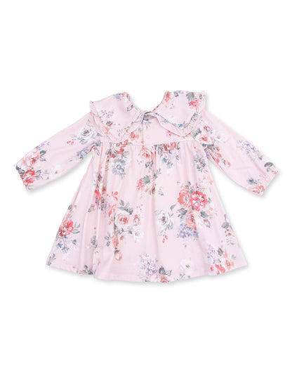 Sofia Dress with Oversize Collar & Bloomer, Painterly Rose Bouquets