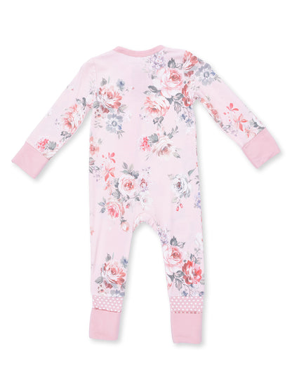 2-Way Zip Romper, Painterly Rose Bouquets