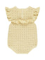 Pointelle Ruffle Romper, Yellow