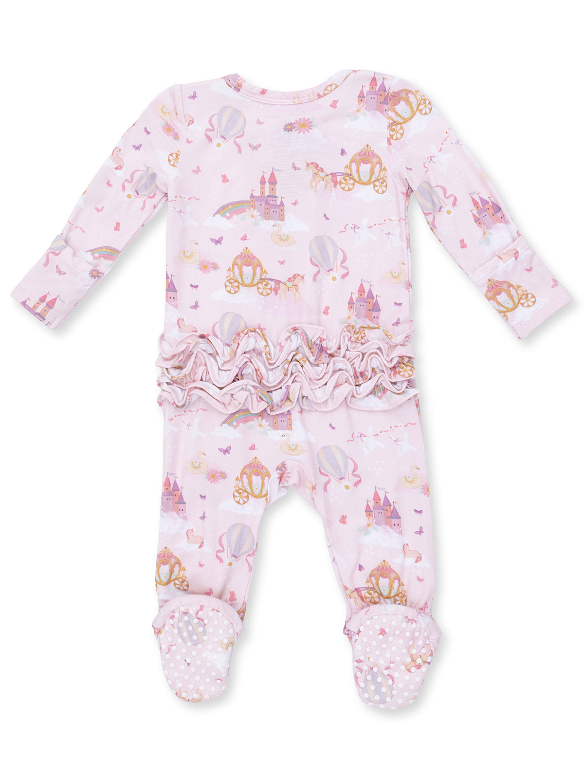 2-Way Zip Ruffle Footie, Princess Unicorns and Castle
