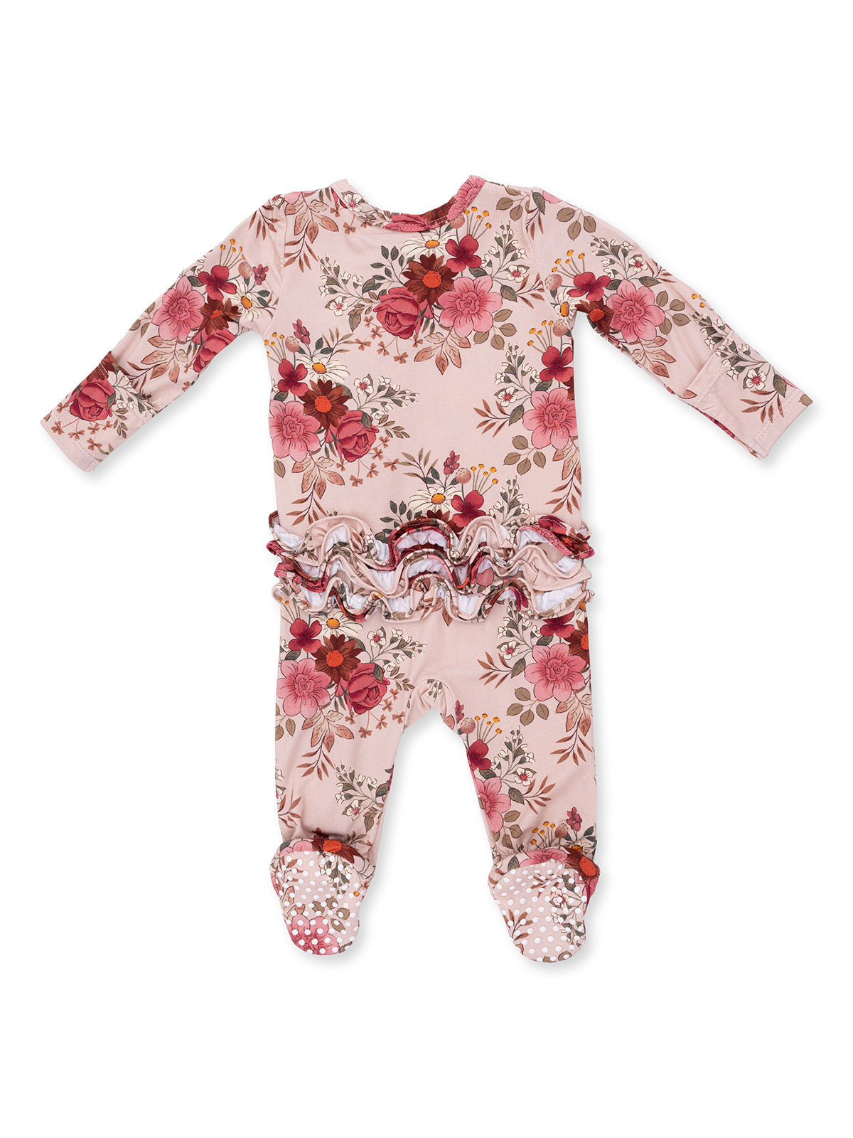 2-Way Zip Ruffle Footie, Sabrina Floral