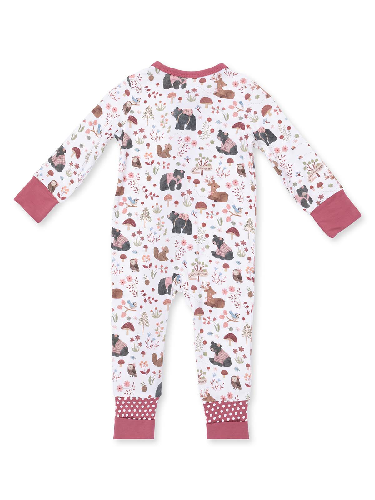2-Way Zip Romper, Southern Woodland Animals Pink