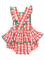 Ric-Rac Ruffle Sunsuit, Strawberry Gingham