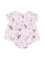 Smocked Ruffle Bubble w/ Skirt, Vintage Animal Faces Pink