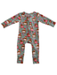 2-Way Convertible Zip Romper, Gingerbread Friends Green