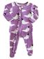 2-Way Ruffle Zip Footie, Purple Ghost