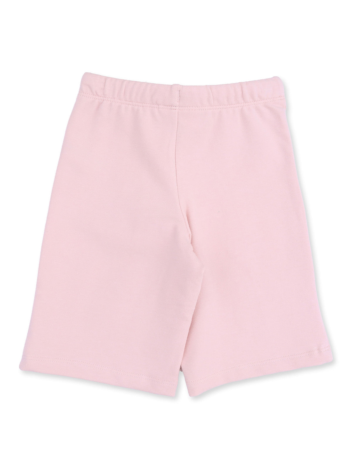 Light pink shorts with an elastic waistband, shown from the back perspective.