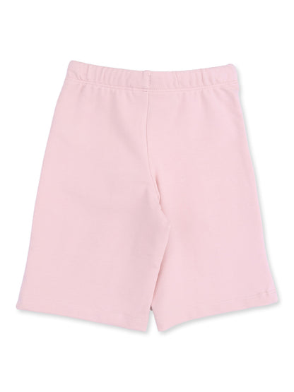 Light pink shorts with an elastic waistband, shown from the back perspective.