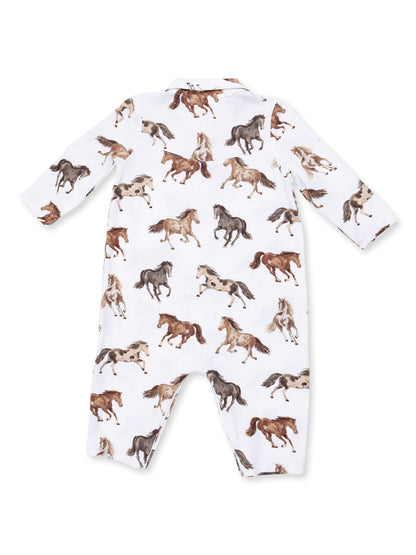 Long Sleeve Cowboy Romper, Wild Horses