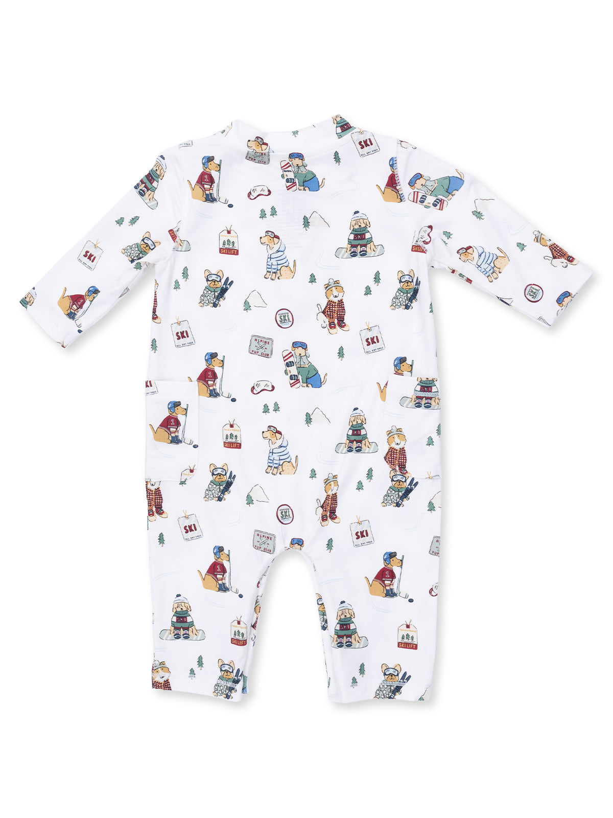 Uni Romper, Winter Sports Dogs Green