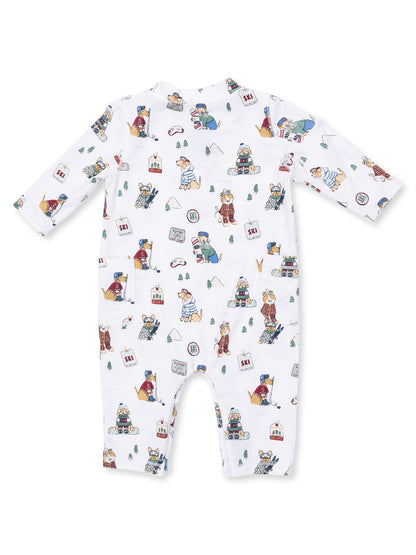 Uni Romper, Winter Sports Dogs Green