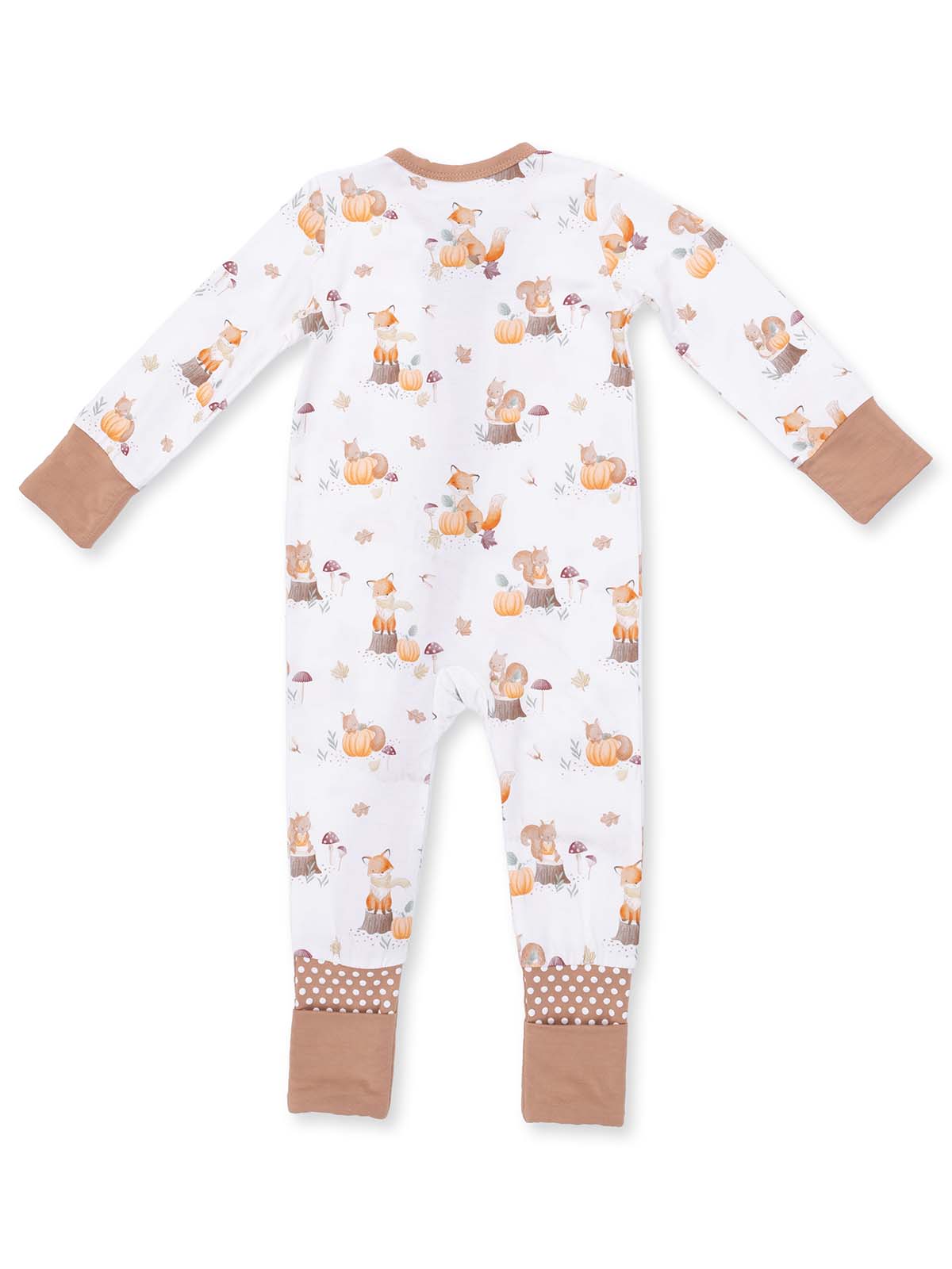 2-Way Zip Romper, Woodland Animals with Pumpkins