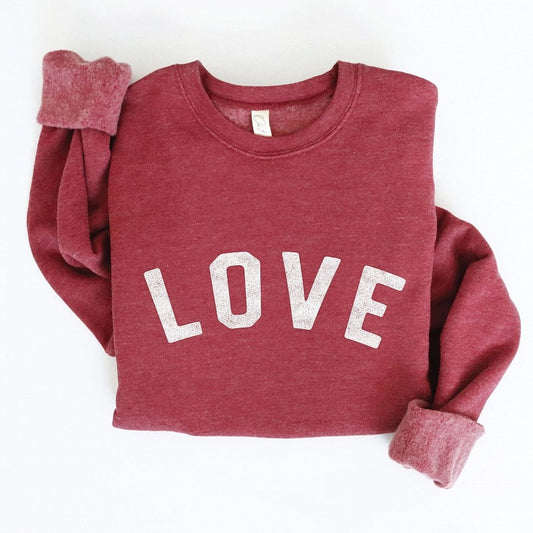 Love Women's Graphic Fleece Sweatshirt, Maroon