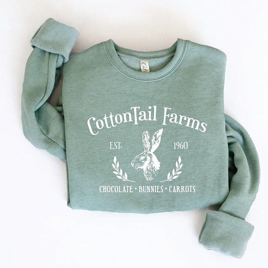 Cottontail Farms Women's Graphic Fleece Sweatshirt, Dark Heather Sage