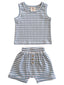 Dusty Blue Stripe / Organic Ribbed Tank & Short Set