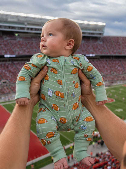 2-Way Zip Romper, Footballs Playing Football