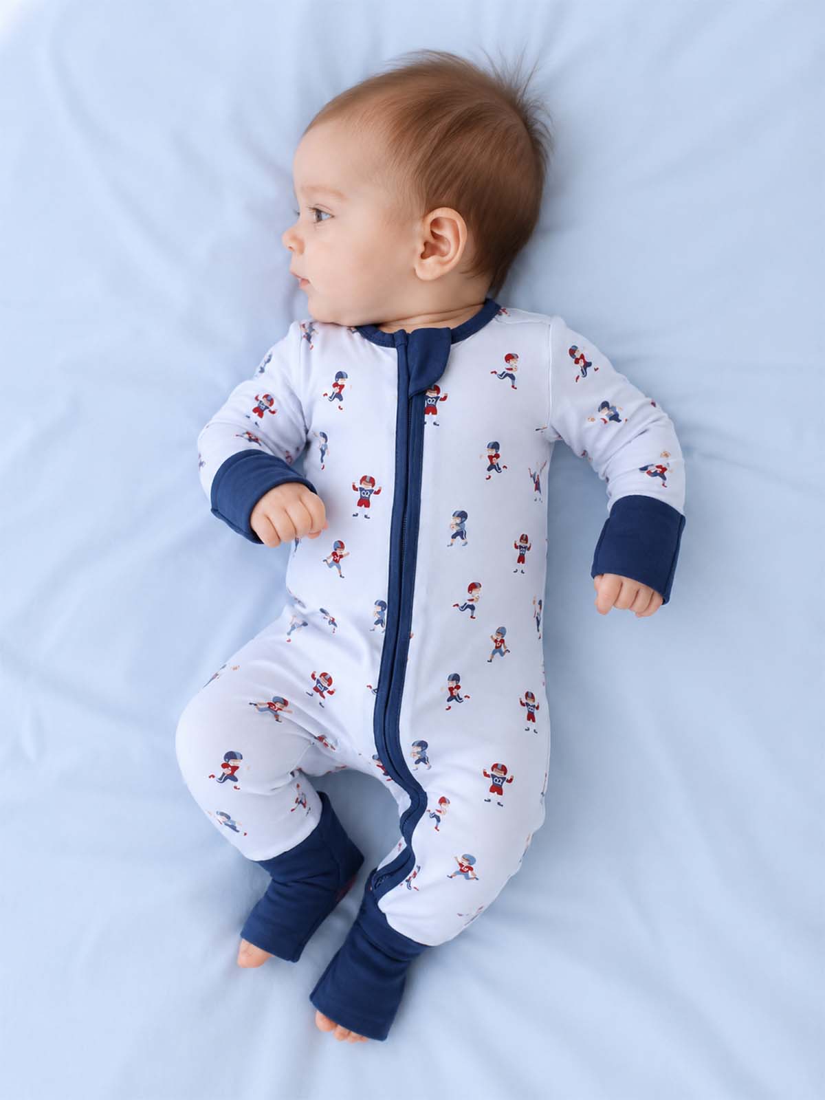 2-Way Zip Romper, Tiny Footballers