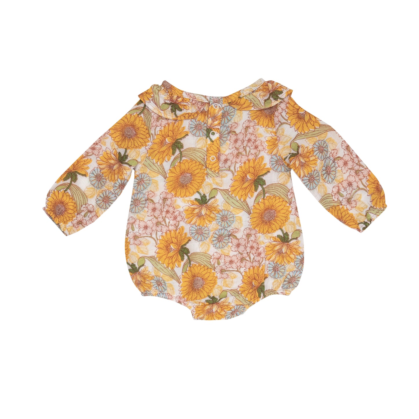 Muslin Ruffle Collar Bubble Bodysuit, Sunflower Child