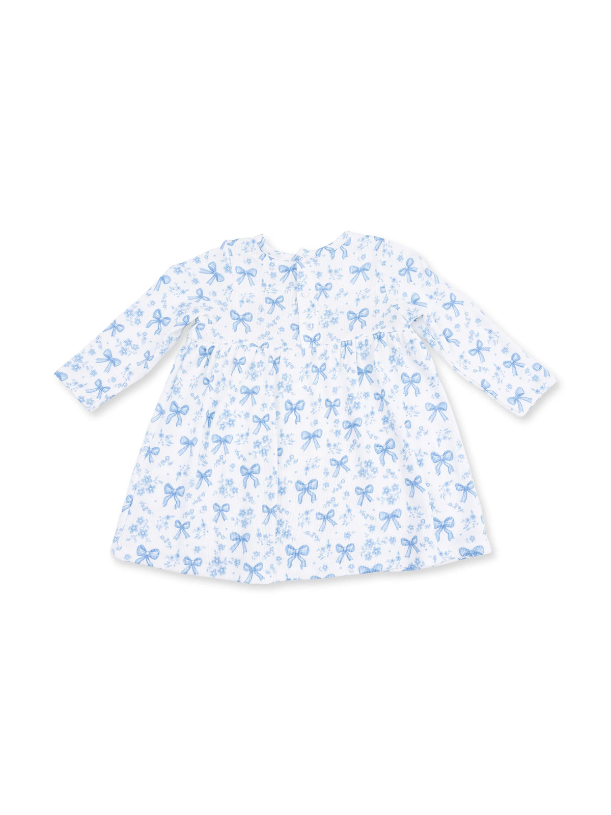 Ribbed Simple Dress & Bloomer, Blue Bows and Flowers
