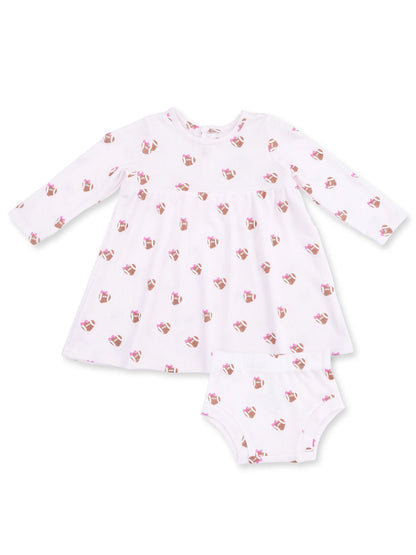 Ribbed Simple Dress & Bloomer, Mini Football Hearts