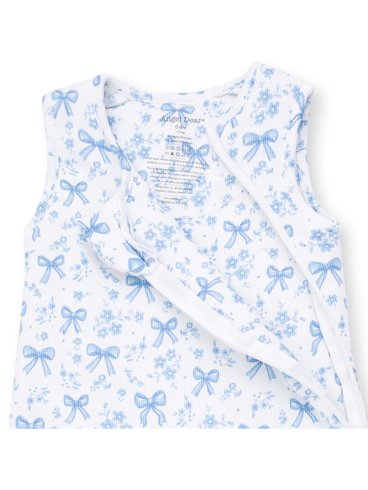 Ribbed Sleep Bag, Blue Bows and Flowers