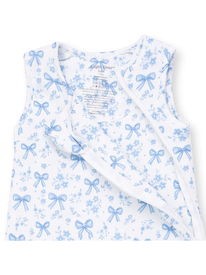 Ribbed Sleep Bag, Blue Bows and Flowers