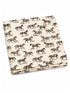 Cream fabric featuring repeated horse print design in brown tones. Perfect for equine enthusiasts.