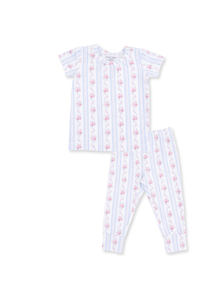 Short Sleeve Loungewear Set, Anna Floral Stripe