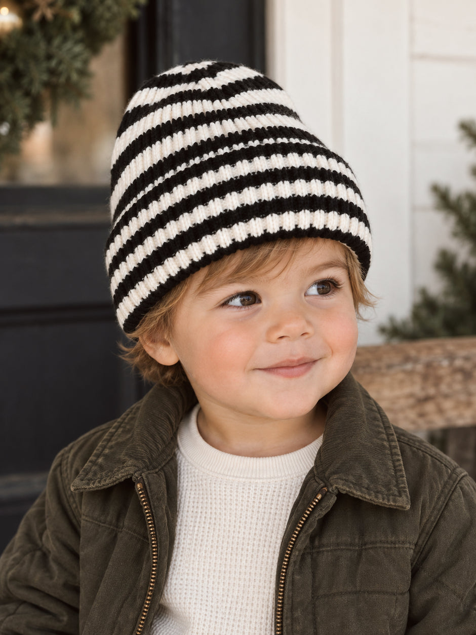 Rib Knit Hat, Obsidian Stripe