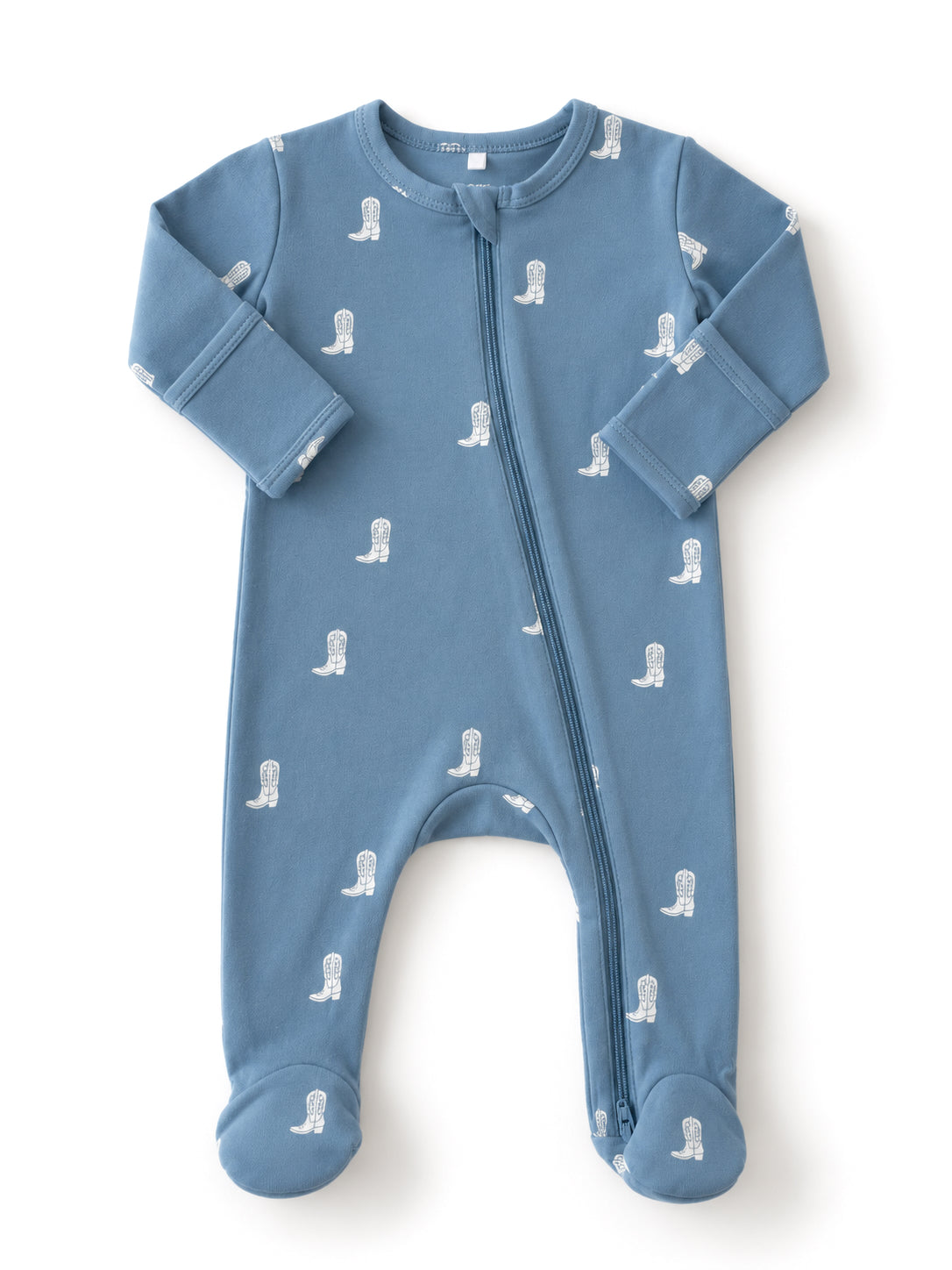 Cowboy Boots / Organic Cotton 2-Way Zip Footie
