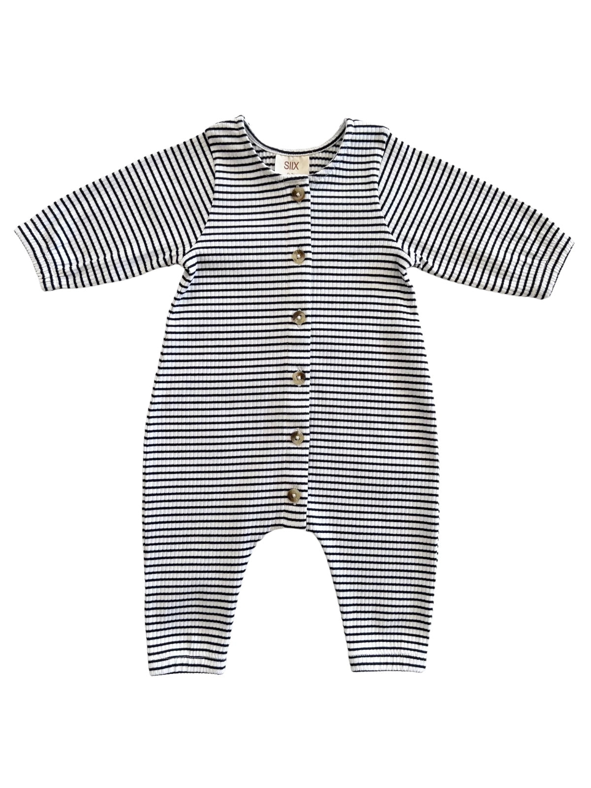 Black Stripe / Organic Ribbed Long Sleeve Bay Jumpsuit
