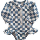 Blueberry Muffin Checkerboard / Skipper Rashguard Swimsuit / UPF 50+